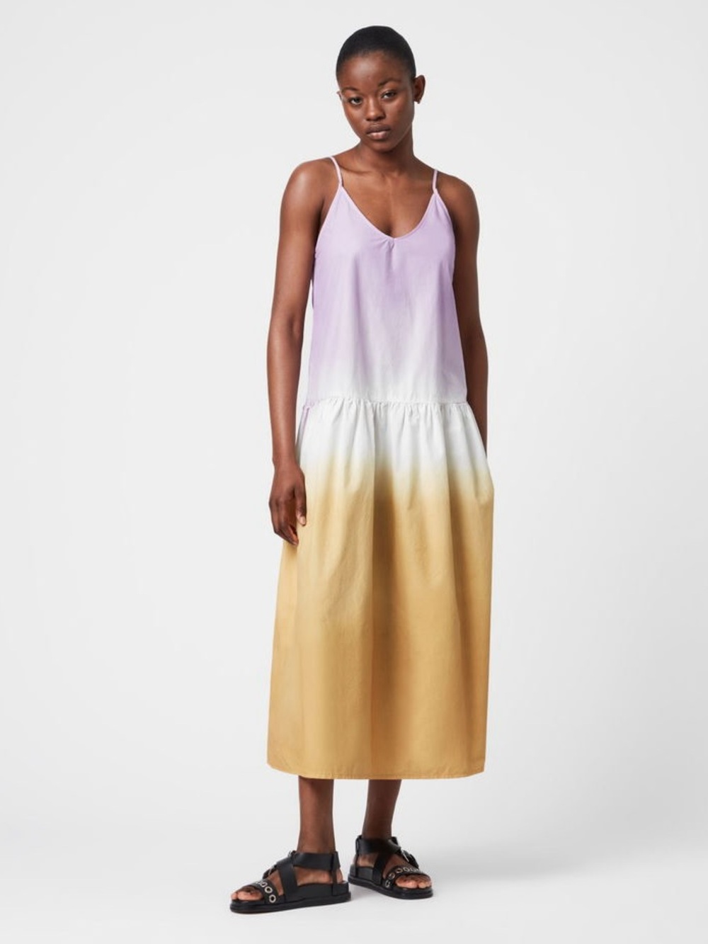 All Saints Caro Dip Dye Midi Dress 6 $150